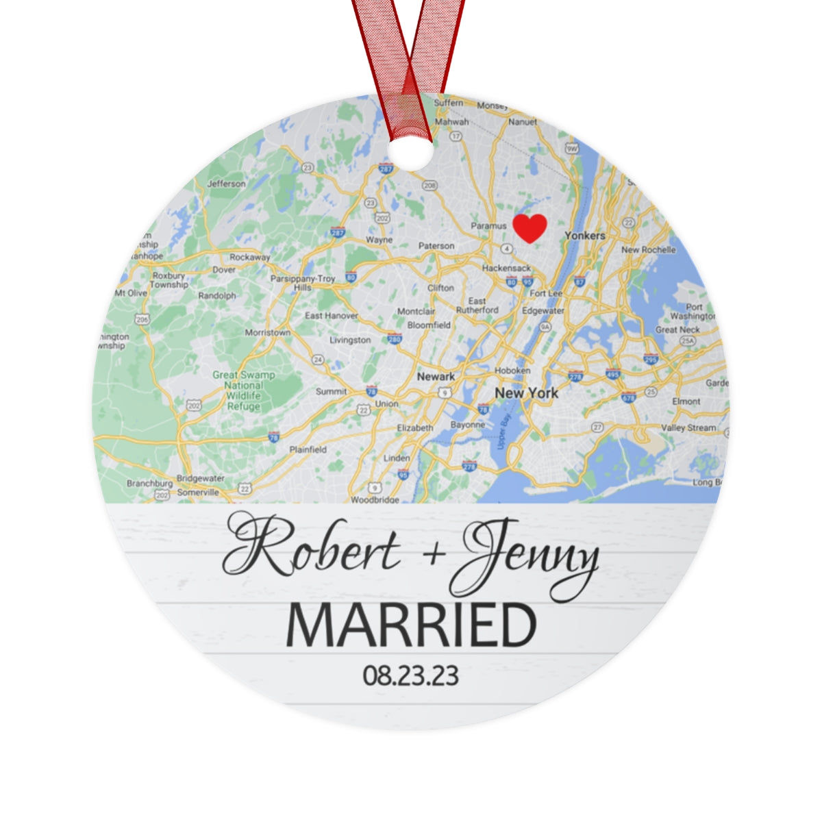 First Christmas Married Map Ornament