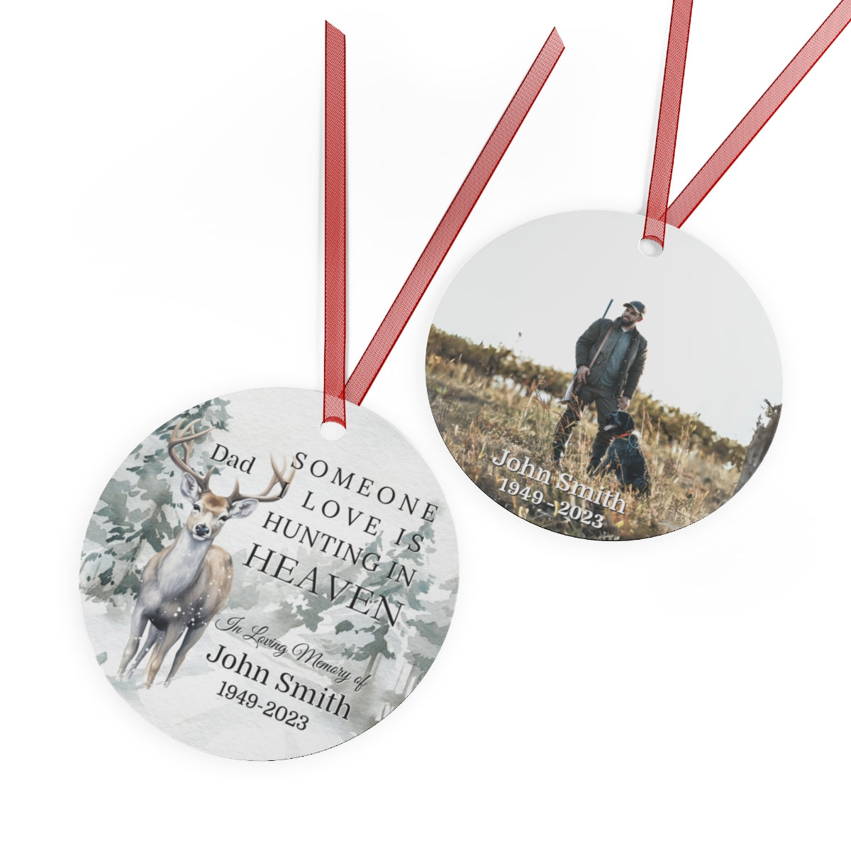 Personalized Dad Hunting in Heaven Remembrance Ornament