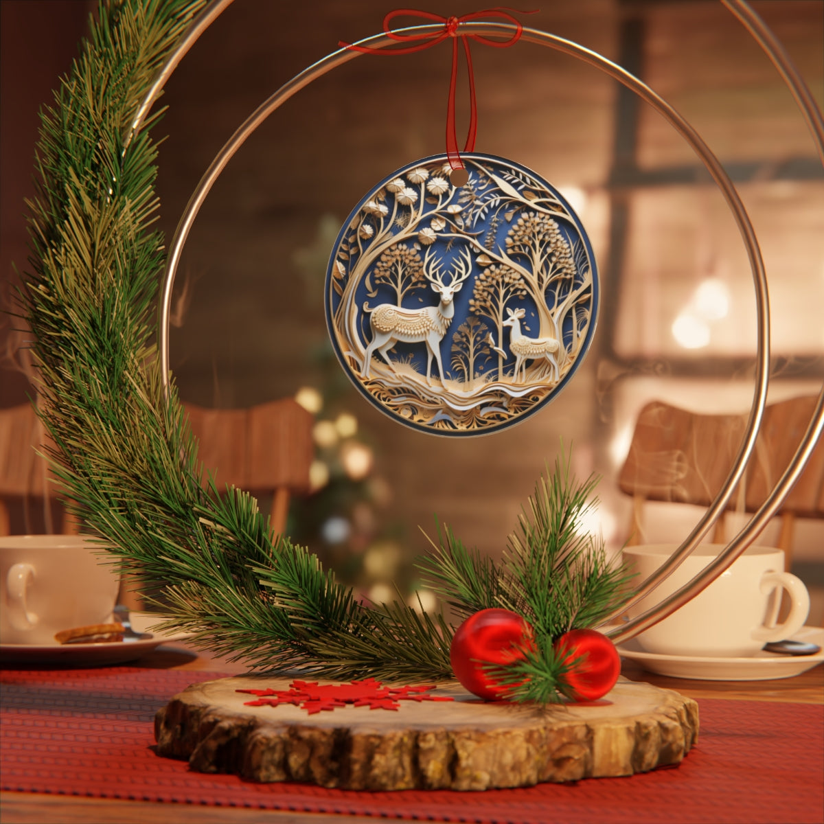 3D Reindeer LED Plaque or Double Sided Ornament