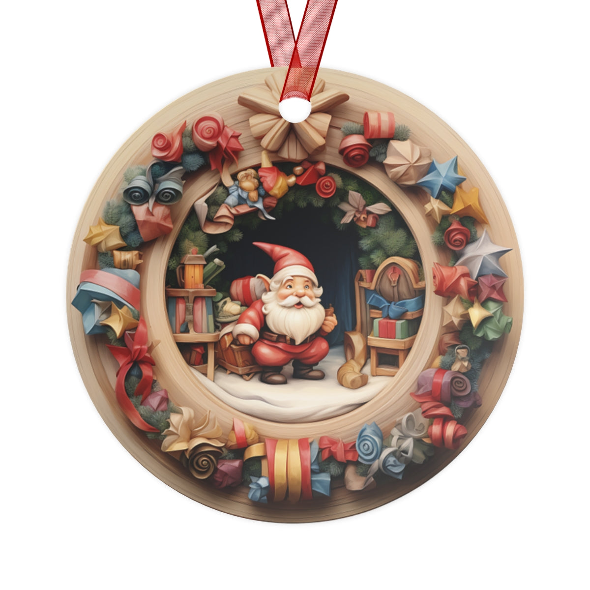 3D Christmas Santa Gnome Plaque and Ornament