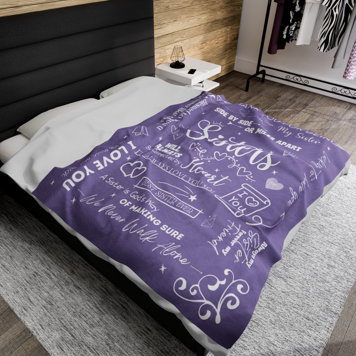 Purple Thank You Sister Velvet Soft Blanket