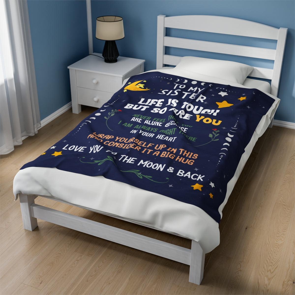 Love You to The Moon and Back Sister Blanket