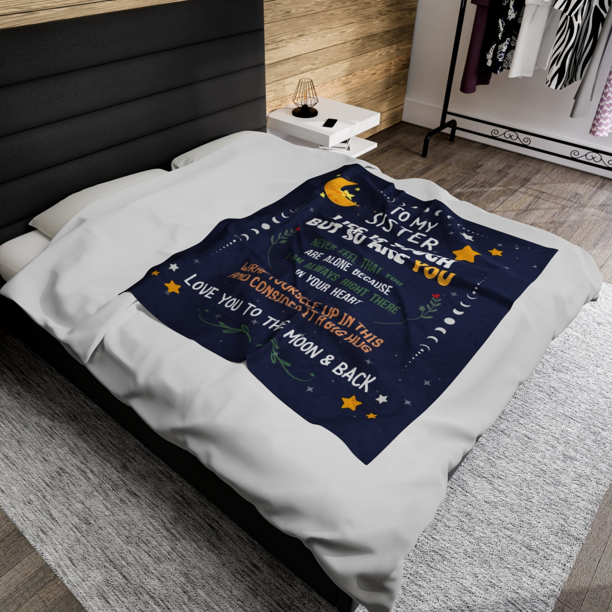 Love You to The Moon and Back Sister Blanket