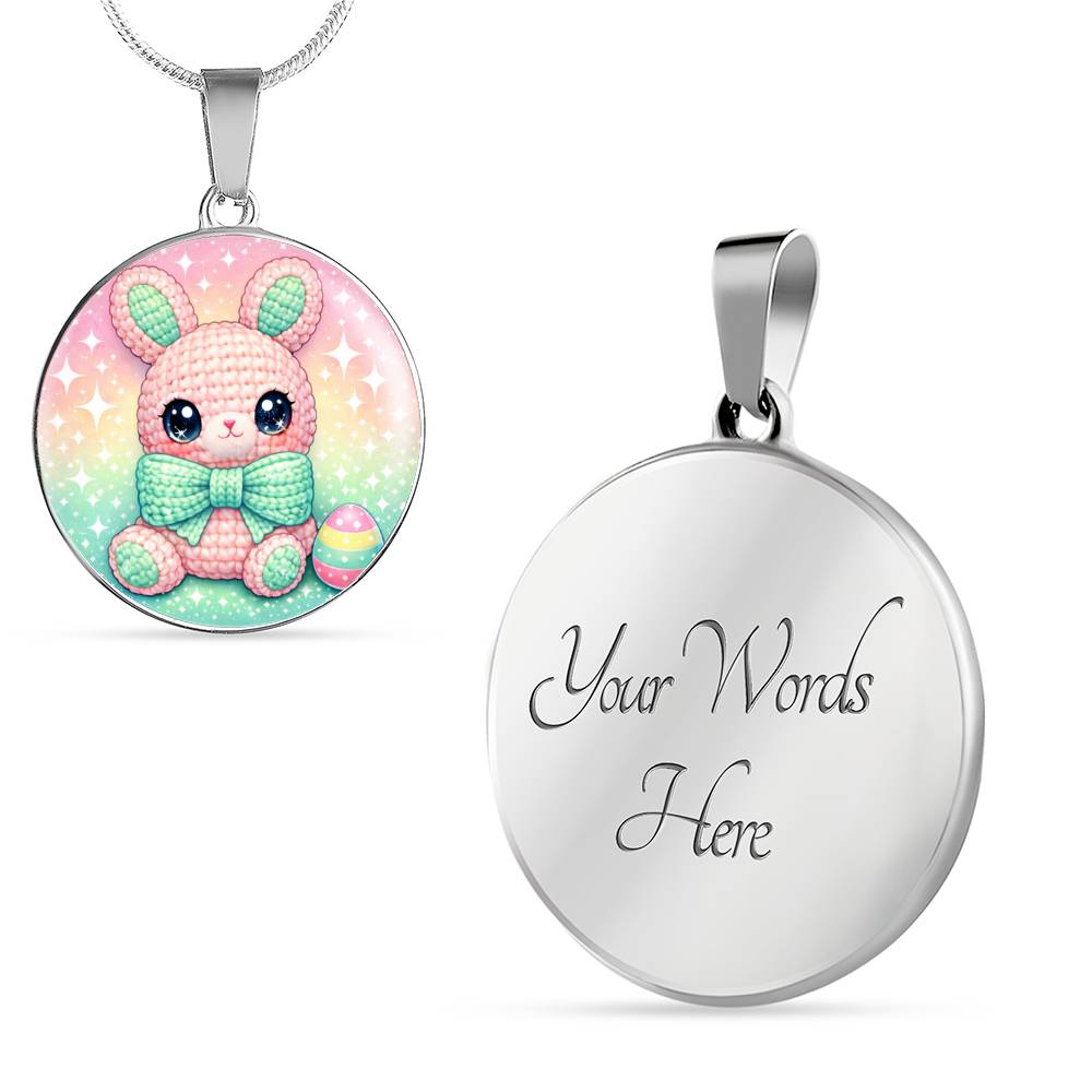 Crochet Bunny Necklace or Keychain, Cute Easter Bunny Jewelry, Kawaii Rabbit Pendant for Teen Girl, Easter Basket Stuffer Gift