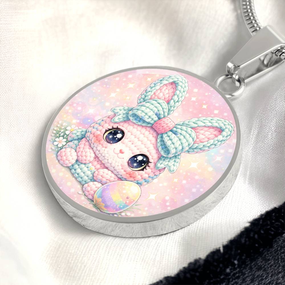 Crochet Bunny Necklace or Keychain, Cute Easter Bunny Jewelry, Pastel Rabbit Pendant for Teen Girl, Easter Basket Stuffer Gift