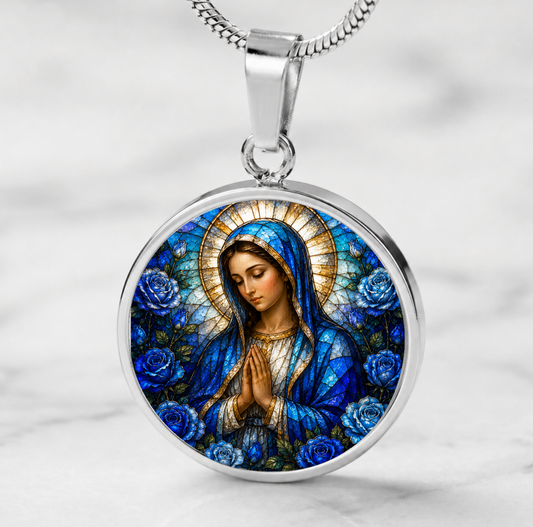 Virgin Mary Necklace or Keychain, Catholic Necklace, Blessed Mother Jewelry, Religious Keepsake Gift