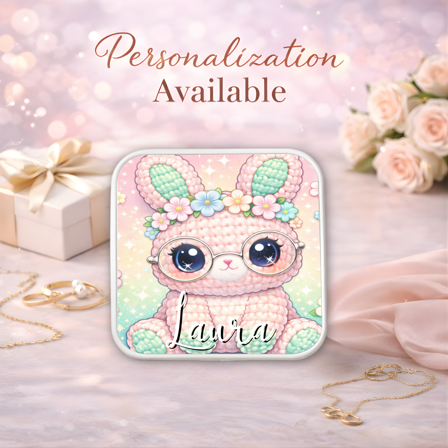 Cute Bunny Necklace or Keychain, Kawaii Easter Bunny Jewelry, Pastel Rabbit Pendant for Teen Girl, Easter Basket Stuffer Gift
