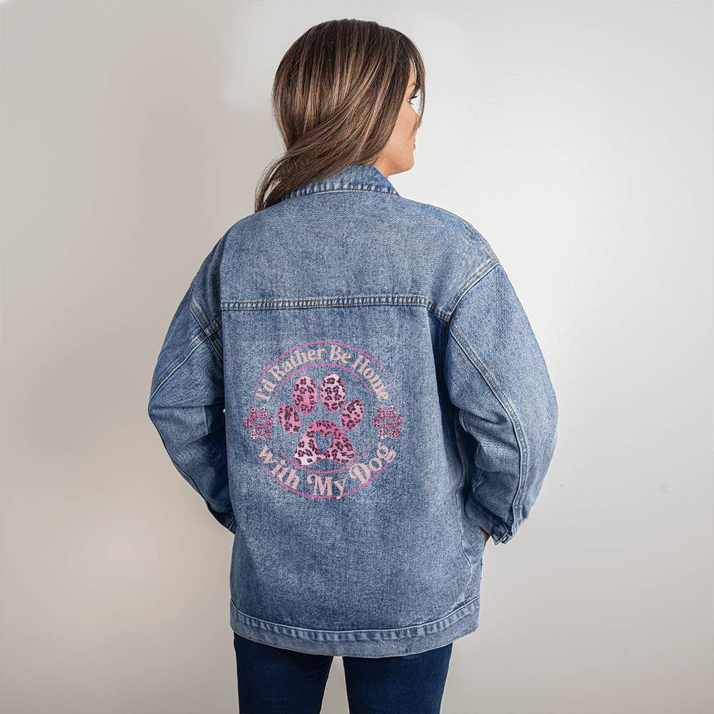 Custom Dog Lover Oversized Denim Jacket for Mom