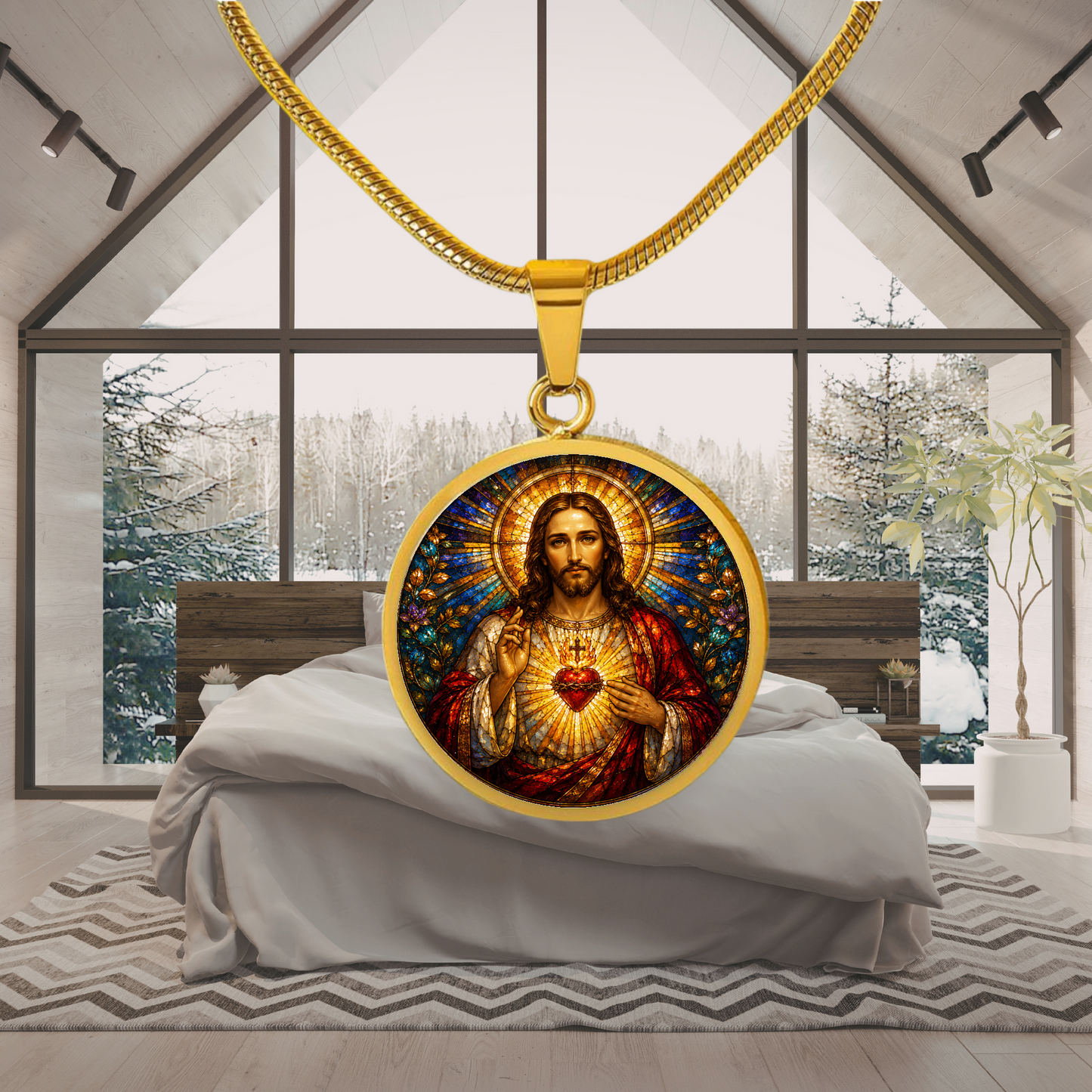 Sacred Heart of Jesus Necklace or Keychain, Catholic Necklace, Christian Jewelry, Religious Keepsake Gift