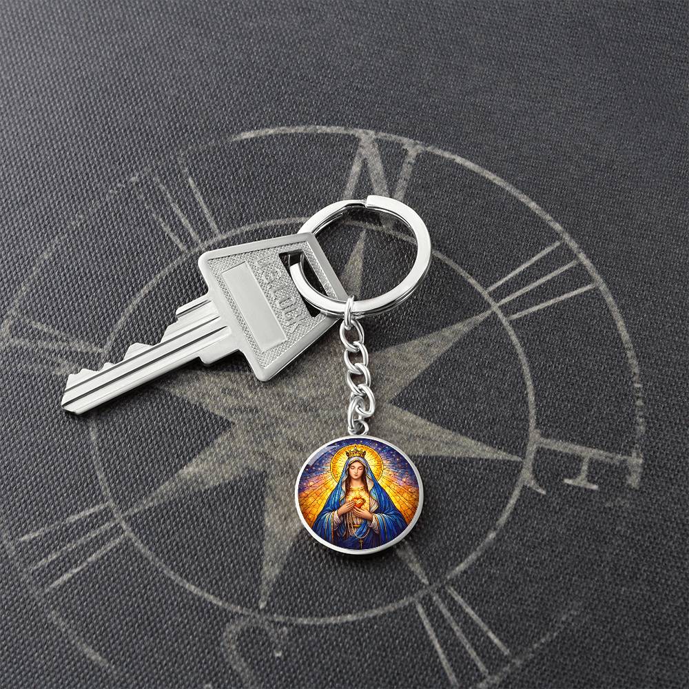 Immaculate Heart of Mary Necklace or Keychain, Catholic Marian Jewelry, Blessed Virgin Mary Pendant, Christian Faith Gift