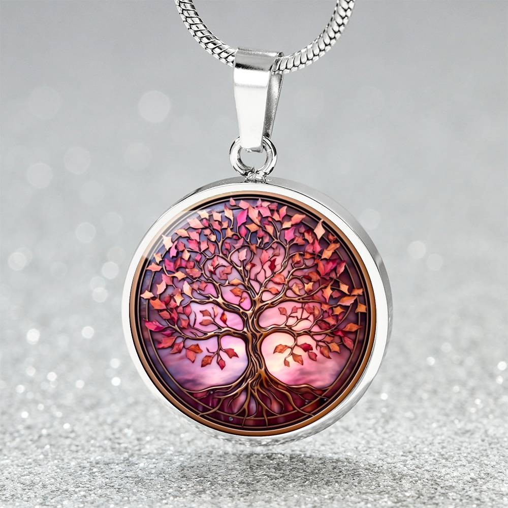 Pink Tree of Life Pendant Necklace