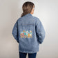 Custom Floral Cat Mom Denim Jacket