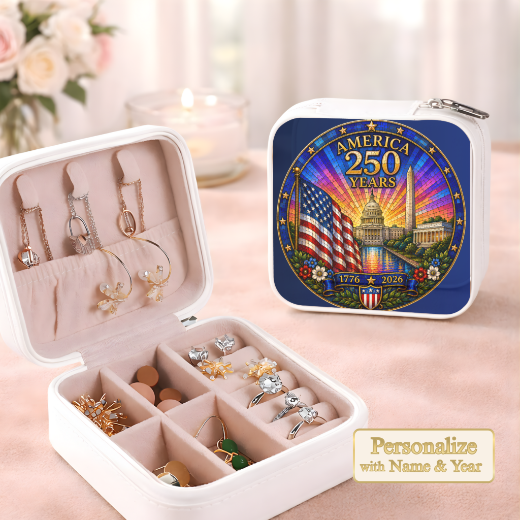 America 250 Years Necklace or Keychain Stained Glass Style USA Commemorative Limited Edition Patriotic Keepsake