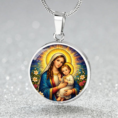 Virgin Mary and Baby Jesus Necklace or Keychain, Madonna and Child Catholic Jewelry, Christian Faith Gift