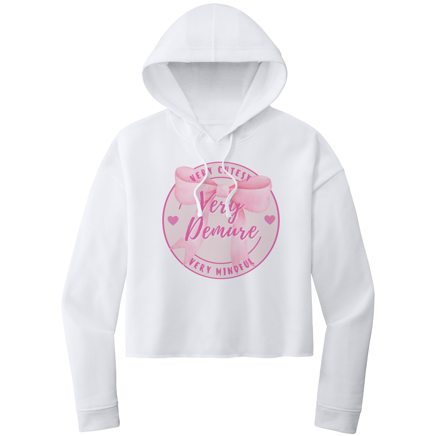 Pink Very Cutesy Very Mindful Very Demure Lightweight Crop Top Hoodie