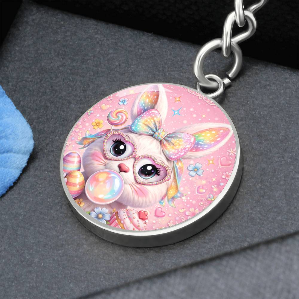 Cute Bunny Necklace or Keychain, Easter Bunny Jewelry, Kawaii Rabbit Pendant for Teen Girl, Easter Basket Stuffer Gift
