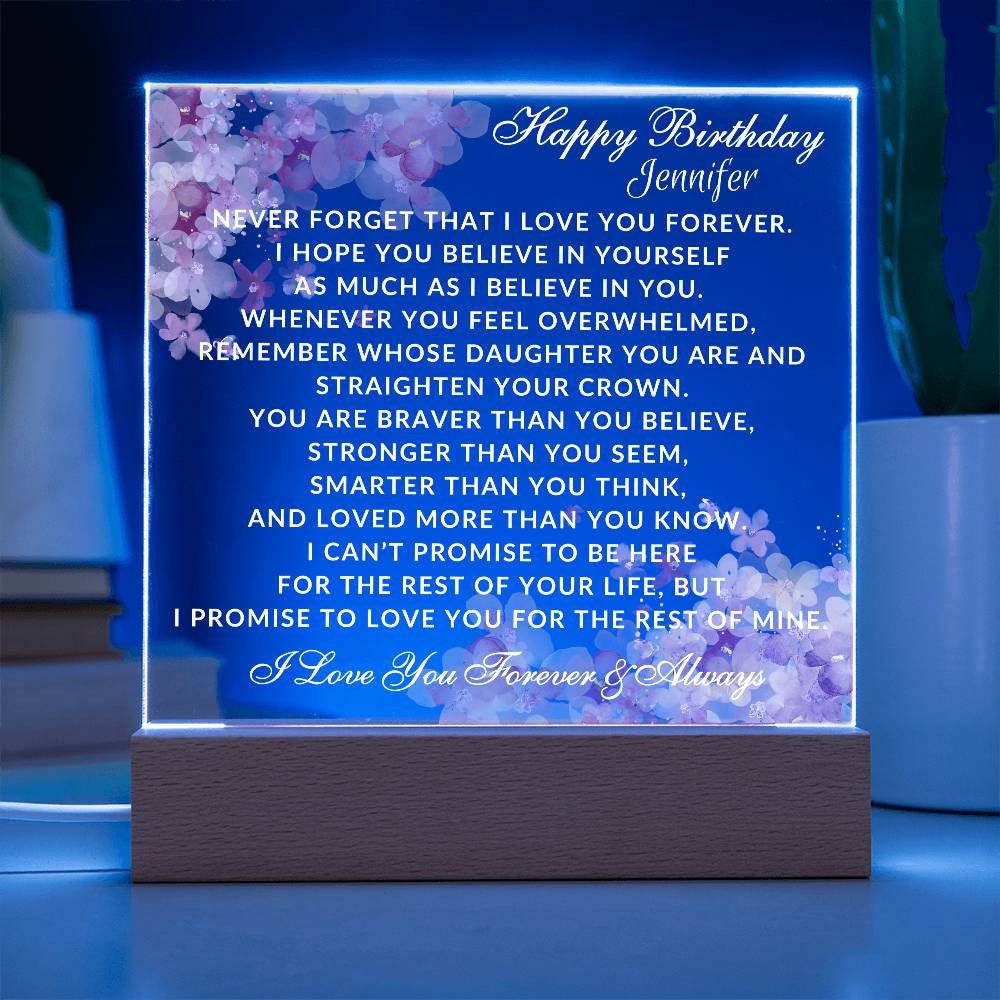 Happy Bday Pink Flower Plaque