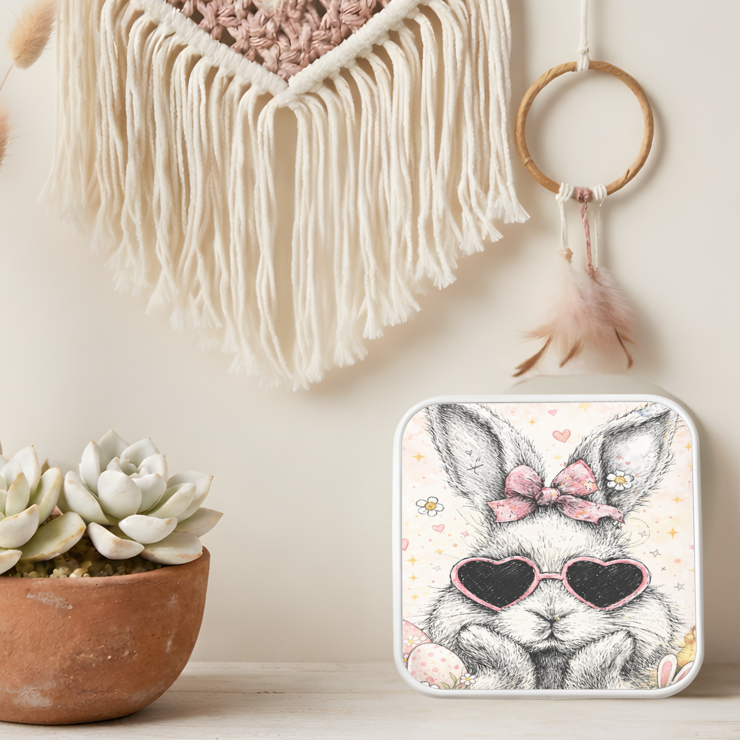 Cute Bunny Necklace or Keychain, Easter Bunny Jewelry, Rabbit Necklace for Teen Girl, Easter Basket Stuffer Gift