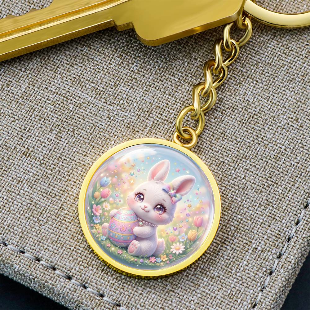 Cute Bunny Necklace or Keychain, Easter Bunny Jewelry, Pastel Rabbit Pendant for Teen Girl, Easter Basket Stuffer Gift