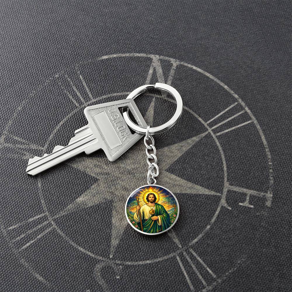 Saint Jude Necklace or Keychain, Patron Saint of Hopeless Causes Jewelry, Catholic Faith Pendant Gift