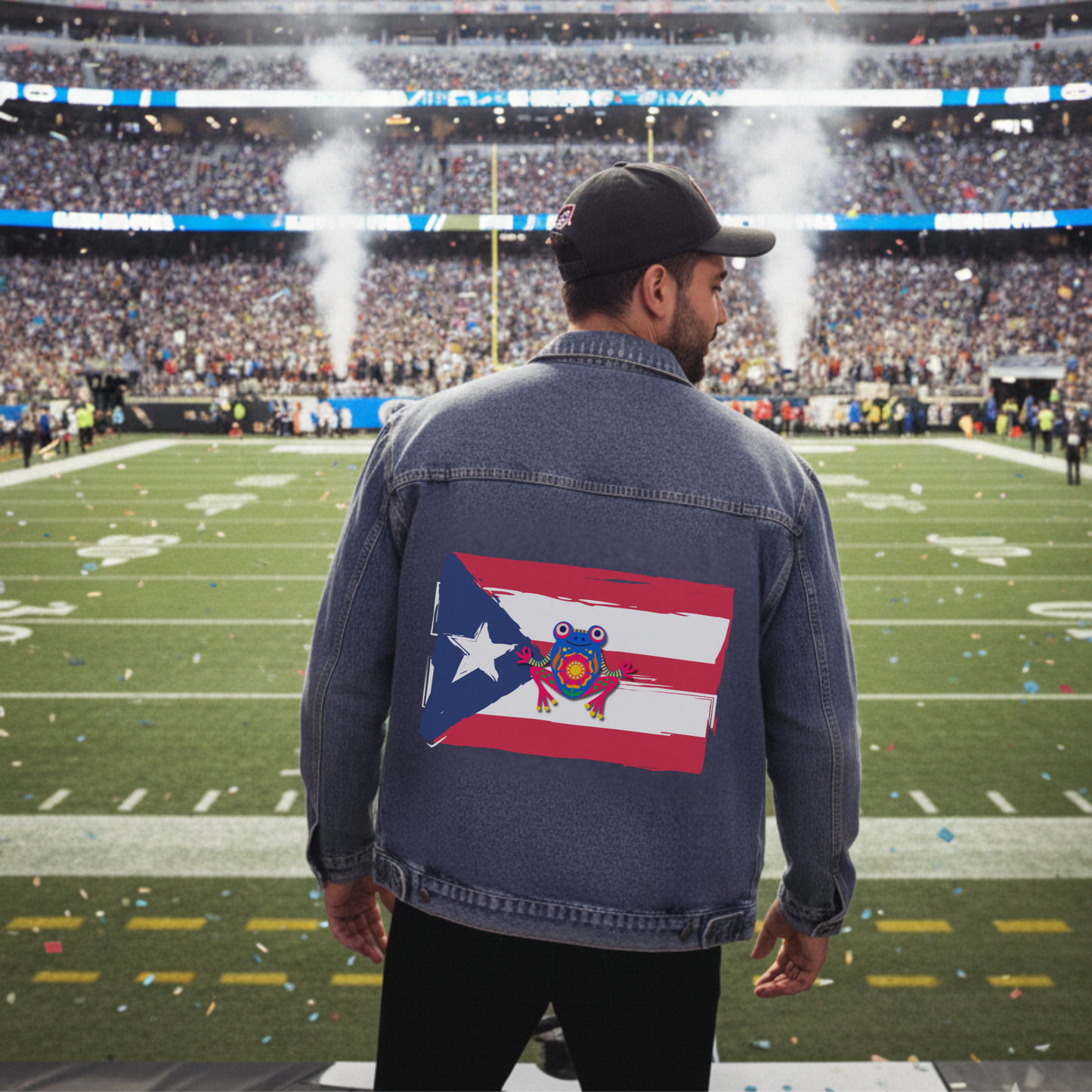 Unisex Puerto Rico Flag Coqui Denim Jacket