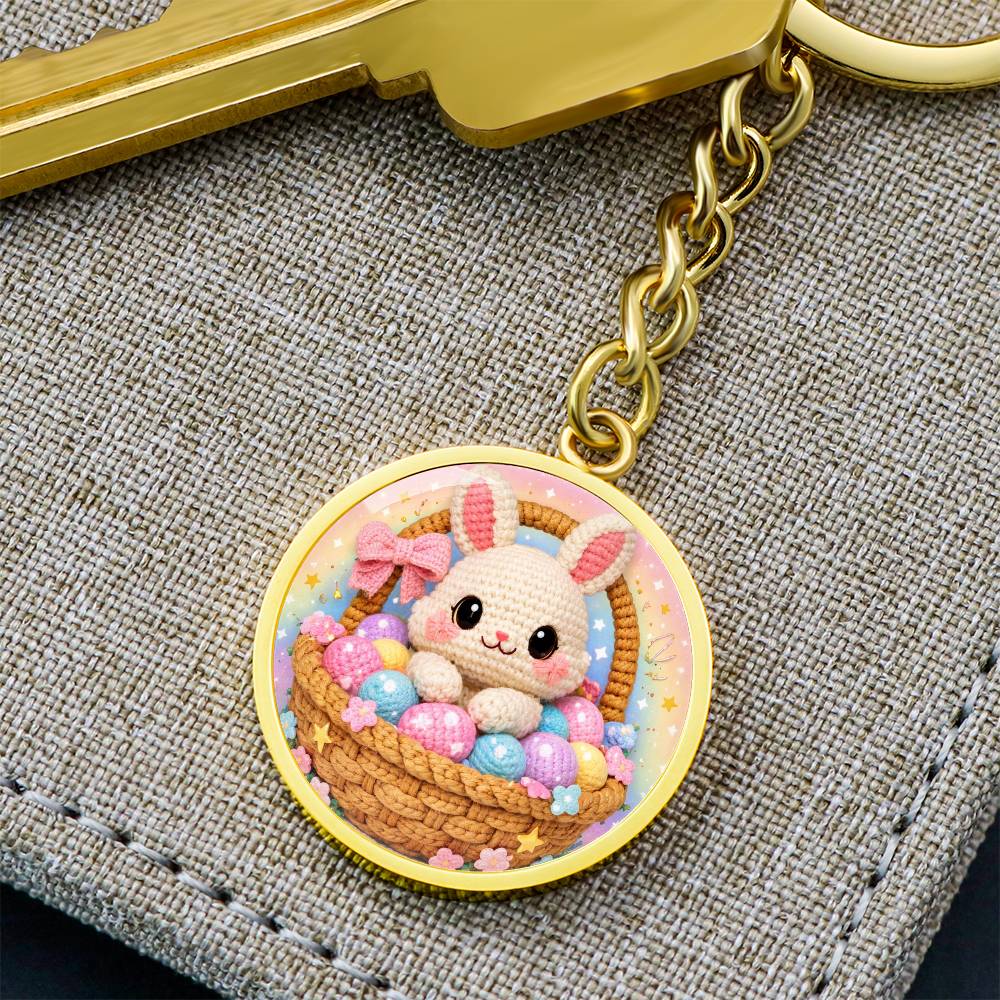 Crochet Bunny Necklace or Keychain, Easter Basket Bunny Jewelry, Cute Rabbit Pendant for Teen Girl, Easter Basket Stuffer Gift