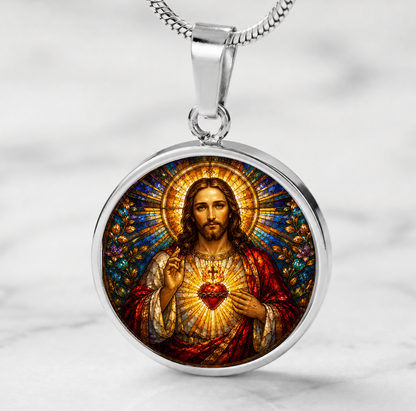 Sacred Heart of Jesus Necklace or Keychain, Catholic Necklace, Christian Jewelry, Religious Keepsake Gift