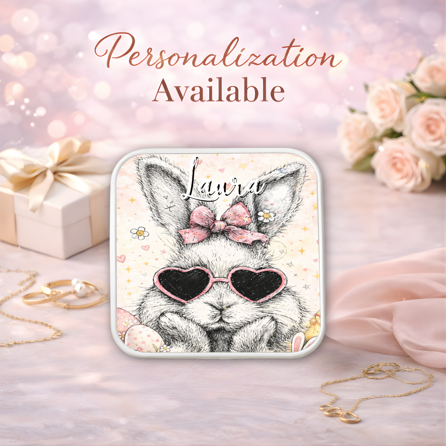 Cute Bunny Necklace or Keychain, Easter Bunny Jewelry, Rabbit Necklace for Teen Girl, Easter Basket Stuffer Gift
