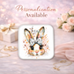Watercolor Bunny Necklace or Keychain, Cute Easter Bunny Jewelry, Rabbit Pendant for Teen Girl, Easter Basket Stuffer Gift