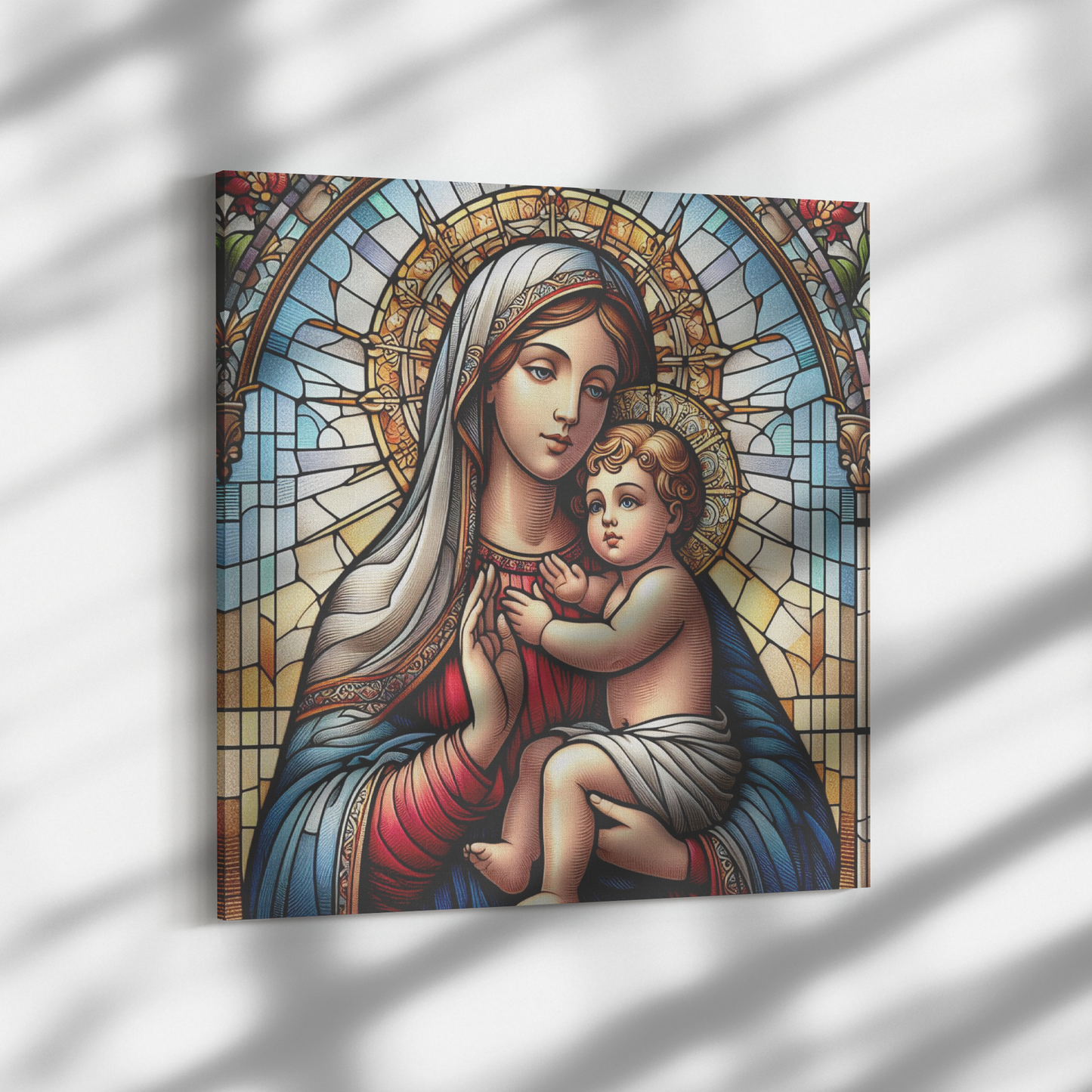 Orthodox Catholic Blessed Virgin Mary Stained Glass Style Canvas