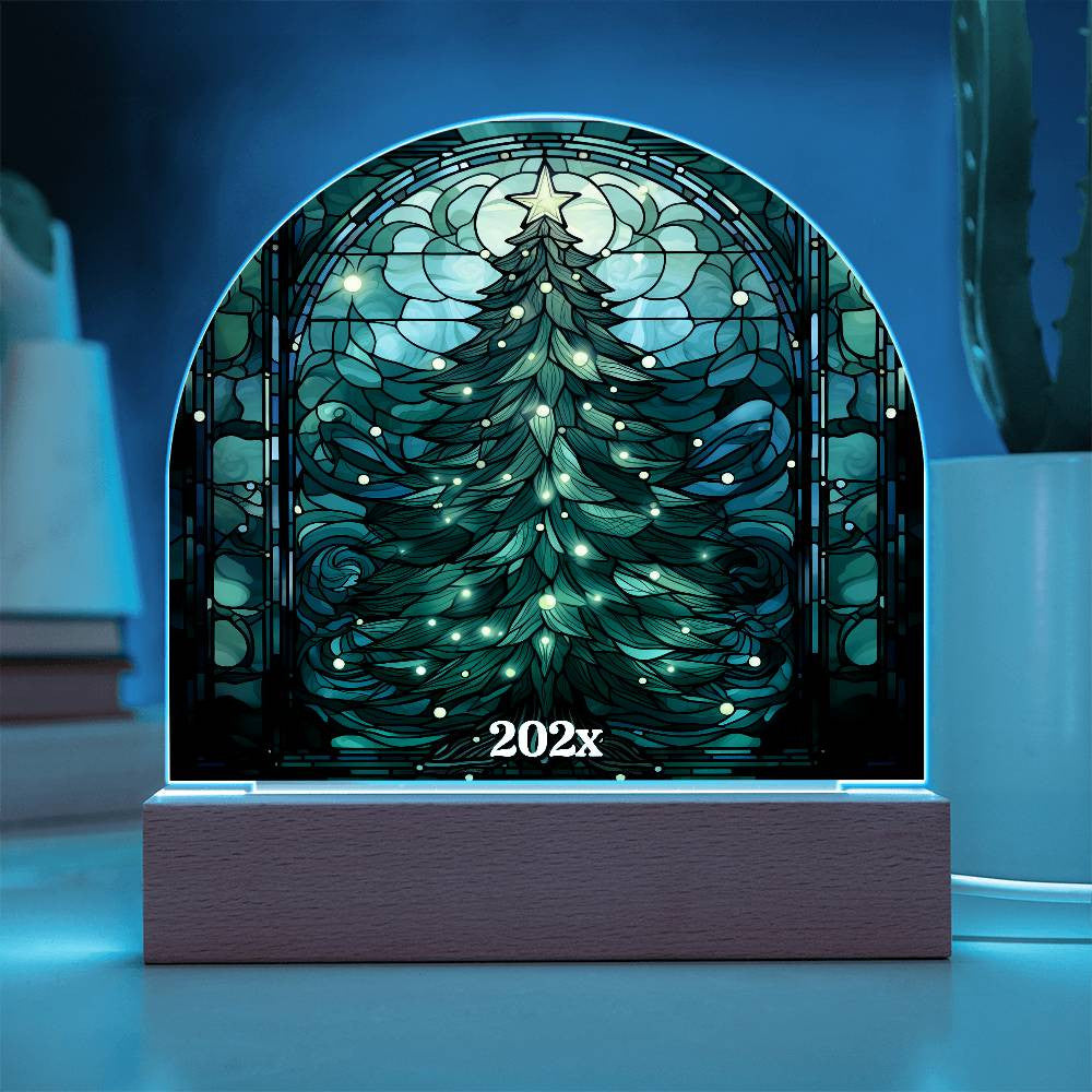 202x Christmas Tree Stained Glass Style Acrylic Plaque