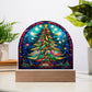 202x Christmas Tree Colorful Stained Glass Acrylic Dome Plaque