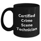 Funny Crime Scene Technician Gifts for Him Black Coffee Mug, 'Certified Crime Scene Technician' Quote, Father's Day Unique Gifts from Men to Crime Scene Technician - Main