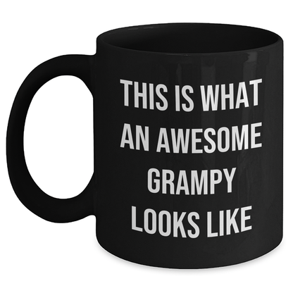 Funny Grampy Gifts for Him, Black Coffee Mug with 'This Is What An Awesome Grampy Looks Like' Quote, Graduation Unique Gifts from Men to Grampy - Main