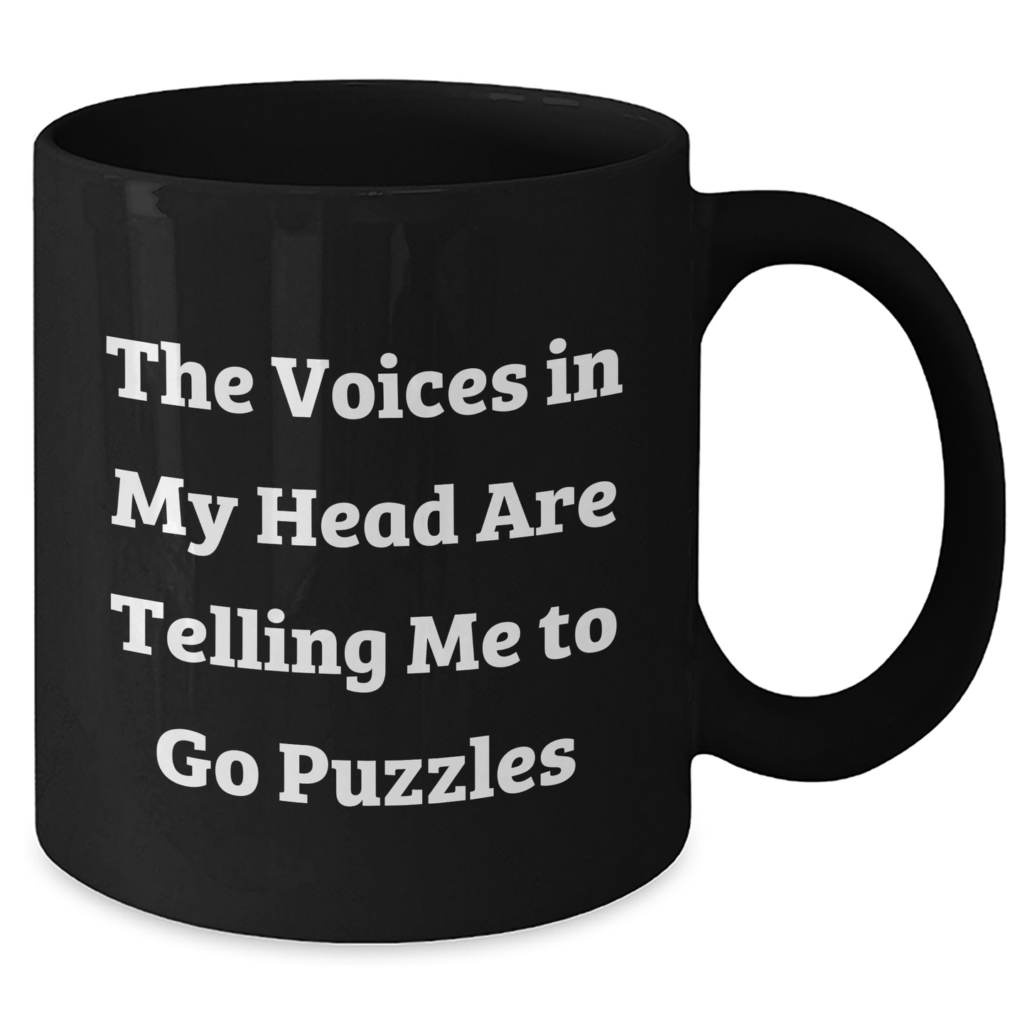 Funny Puzzles Gifts for Puzzles Enthusiasts - Black Coffee Mug from Friends, 'The Voices In My Head Are Telling Me To Go Puzzles' - Graduation Unique Gifts - Additional