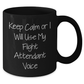 Flight Attendant Gifts, Funny Quote, Black Coffee Mug for Graduation, 'Keep Calm Or I Will Use My Flight Attendant Voice' - Gifts from Family, Friends, Coworkers, or Men and Women - Additional