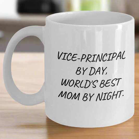 Vice-Principal By Day, World's Best Dad By Night - Funny White Coffee Mug Gifts for Men, White Coffee Mug for Father's Day - Main