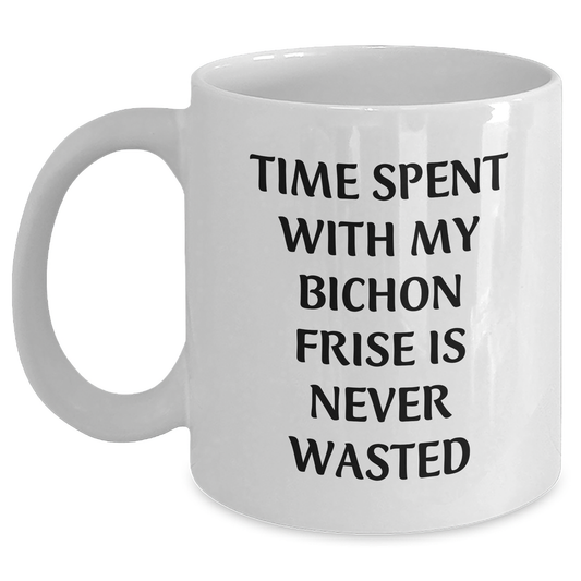 Funny Bichon Frise Dog Dad's Gift from Friends on Father's Day - White Coffee Mug with Time Spent Quote - Main