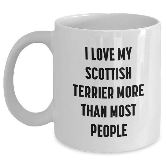 Funny Scottish Terrier Dog Gifts, I Love My Scottish Terrier More Than Most People White Coffee Mug for Dad, Gifts from Men to Family on Father's Day - Main