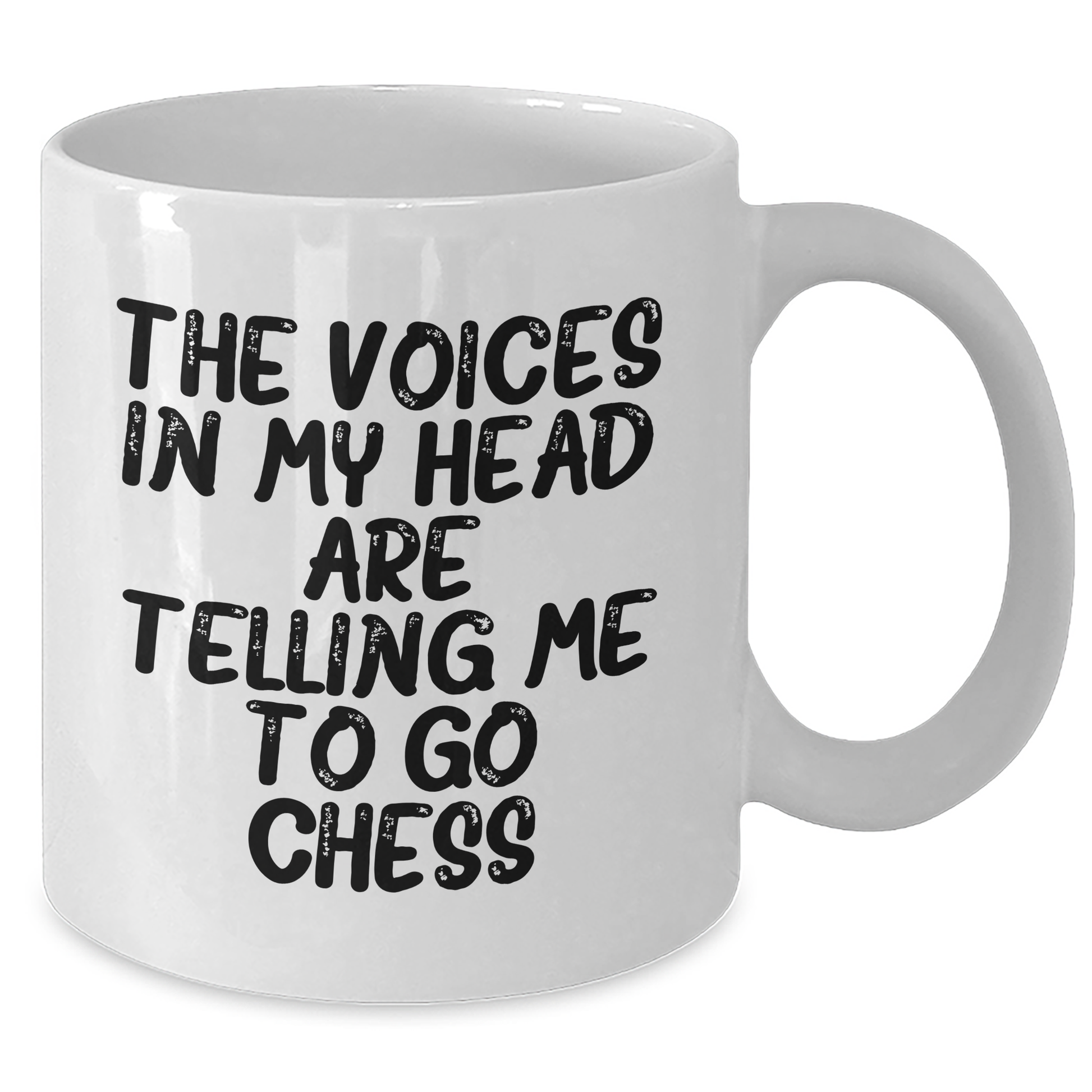 Funny Chess Quote Gifts for Men Friends from Graduation Unique White Coffee Mugs, 'The Voices In My Head Are Telling Me To Go Chess' - Additional