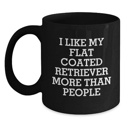 Funny Flat Coated Retriever Dog Lovers Gifts from Friends to Family - I Like My Flat Coated Retriever More Than People Quote Black Coffee Mug - Main