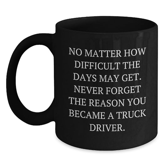 Truck Driver Christmas Unique Gifts from Friends - Inspirational Black Coffee Mug, Never Forget Why You Became A Truck Driver - Unique Christmas Unique Gifts for Men - Main