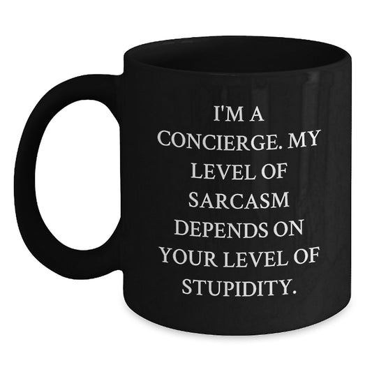 Funny Concierge Christmas Unique Gifts from Men Friends Coworkers Family for Concierge Men Women Friends Coworkers Family Black Coffee Mug - Main