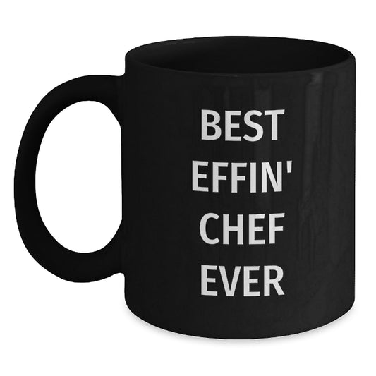 Funny Chef Gifts from Men to Best Effin' Chef Ever Lover, Unique Black Coffee Mugs for Christmas, Inspirational Kitchenware for Men, Women, Friends, Family - Main