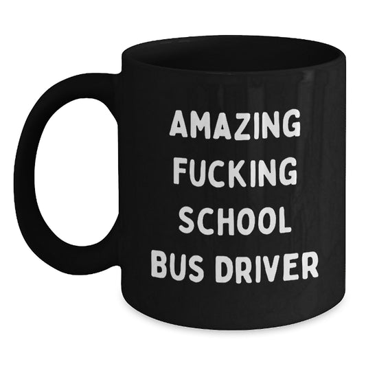 Funny School Bus Driver Black Coffee Mugs for Christmas Unique Gifts from Men to School Bus Driver Friends - Main