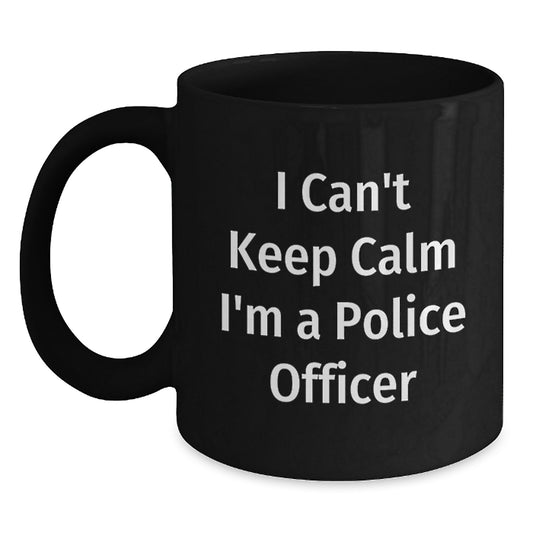 Funny Police Officer Gifts from Friends for Men - I'm A Police Officer Black Coffee Mug - Christmas Unique Mugs - Main