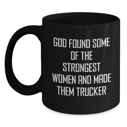 Funny Trucker Gifts from Men - Black Coffee Mug for Trucker Women Coworkers Christmas Unique - Main