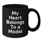 Funny Model Gifts for Him, My Heart Belongs To A Model Black Coffee Mug, Birthday Unique Gifts from Friends to Model Enthusiasts - Additional