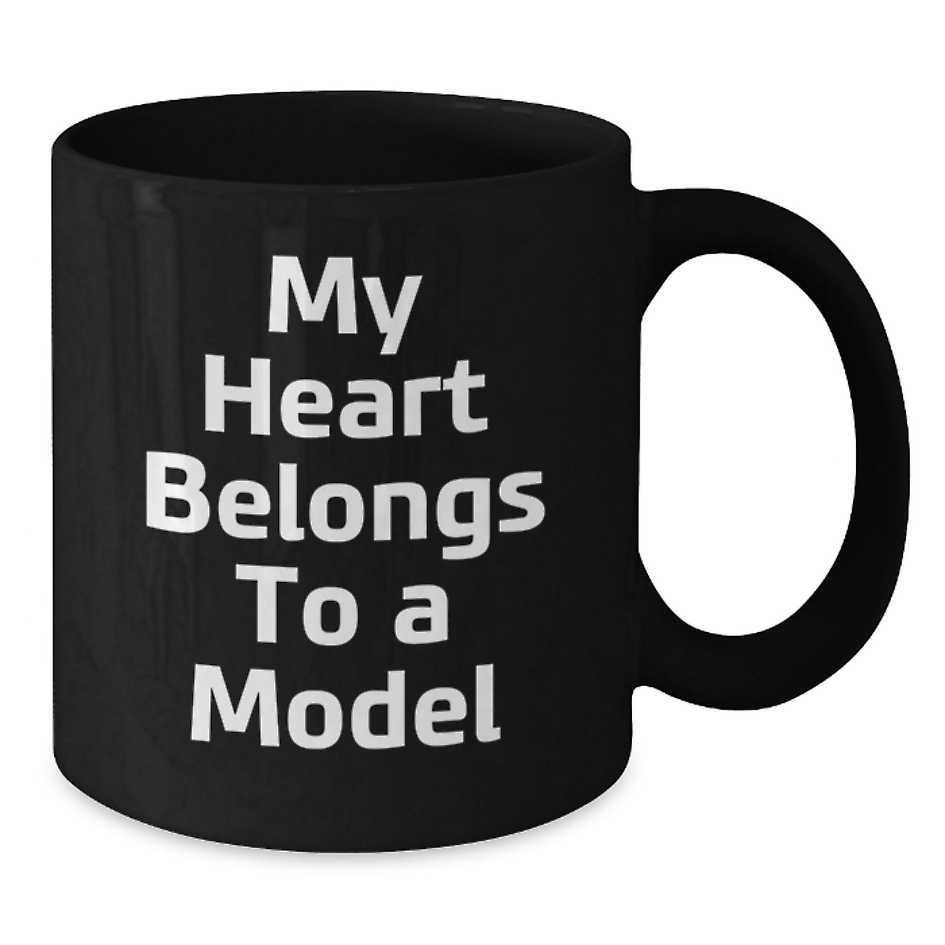Funny Model Gifts for Him, My Heart Belongs To A Model Black Coffee Mug, Birthday Unique Gifts from Friends to Model Enthusiasts - Additional