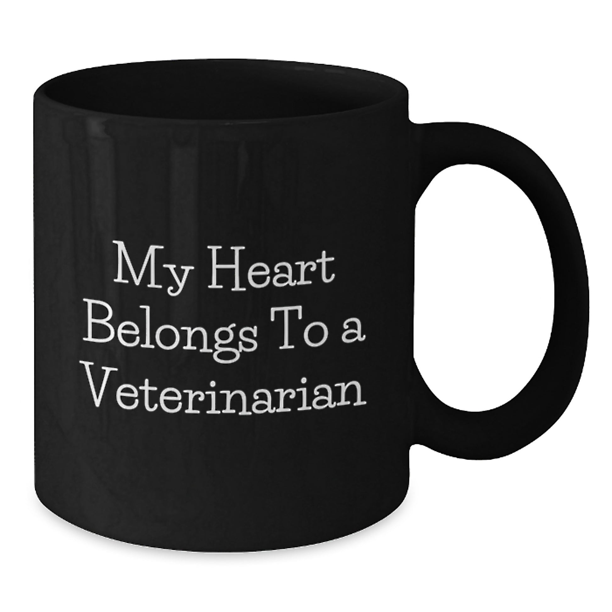 Funny Veterinarian Gifts from Men to Women - My Heart Belongs to a Veterinarian Black Coffee Mug for Christmas Unique - Additional